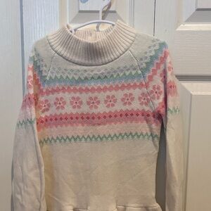 Janie and Jack Cream Fair Isle Turtleneck Sweater with Pastel Accents